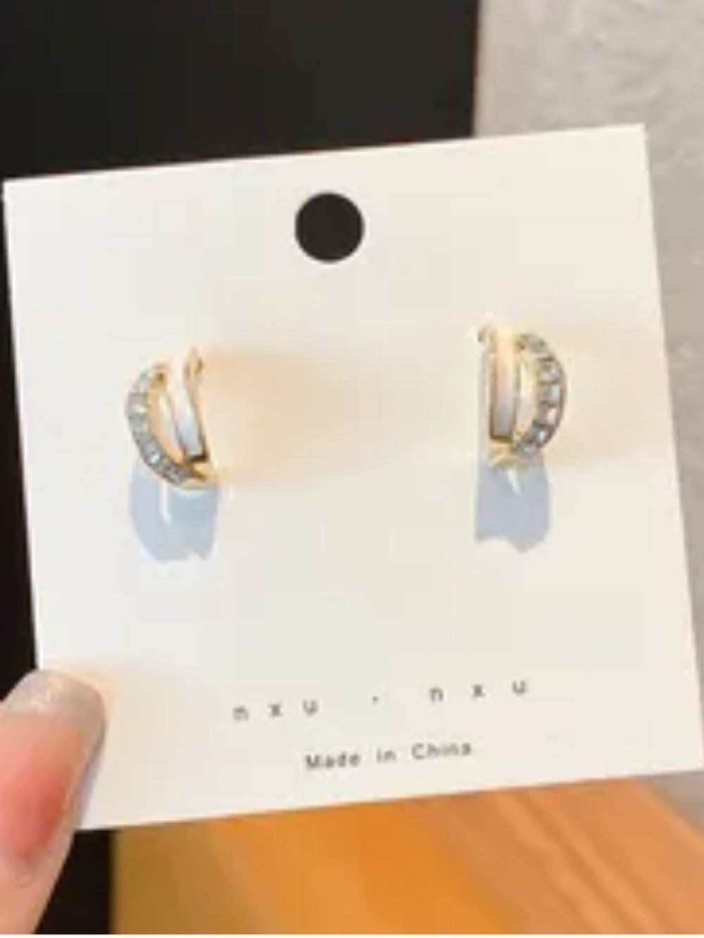 Gold Crystal Half-Hoop Earrings -